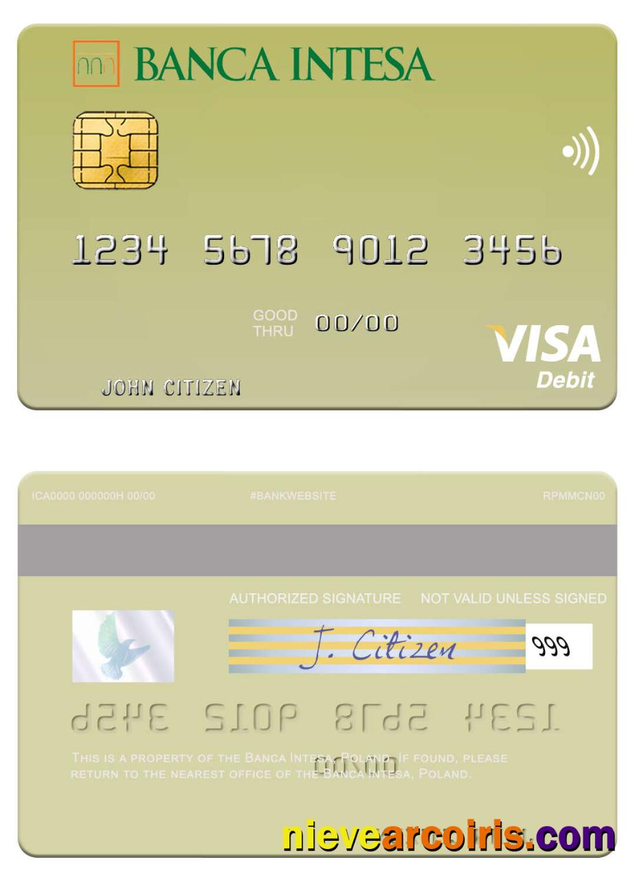 Poland Banca Intesa visa debit card
